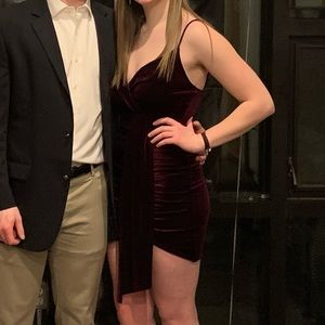 Wine Velvet Bodycon Dress